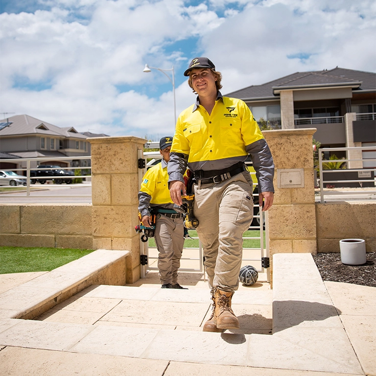 Electricians on their way to do electrical work